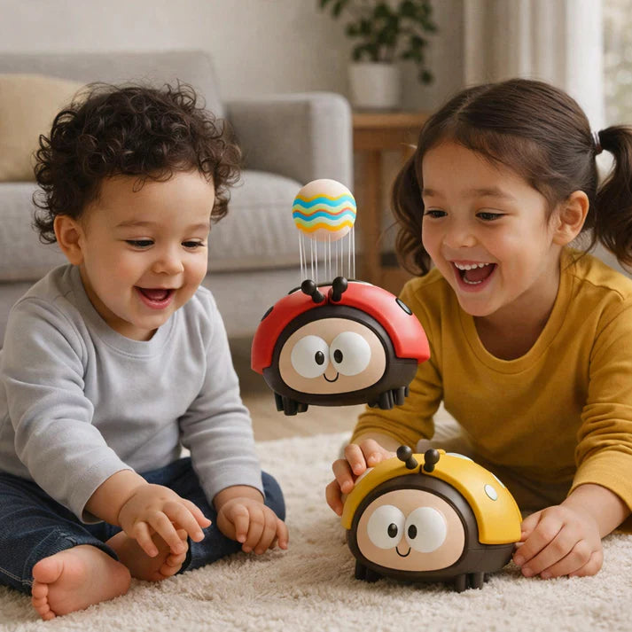 Interaktives Marienkäfer Spielzeug für Kinder – bewegliches Motorikspielzeug mit Ballfunktion