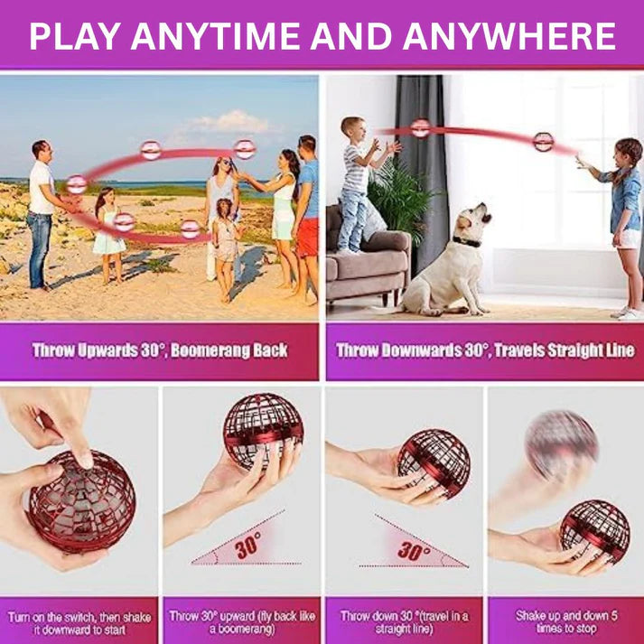 LED schwebe Ball mit Boomerang-Effekt – schwebender Spielball für drinnen und draußen