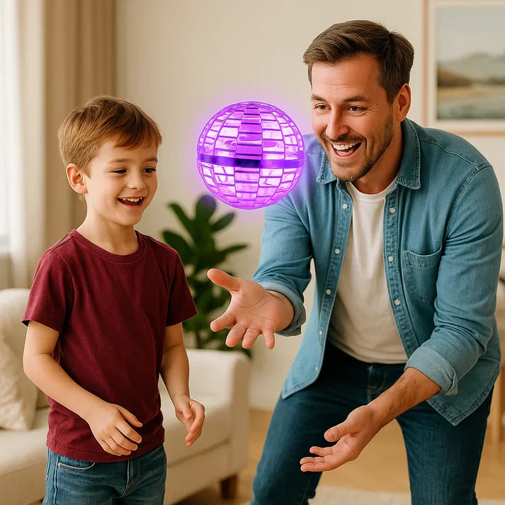 LED schwebe Ball mit Boomerang-Effekt – schwebender Spielball für drinnen und draußen
