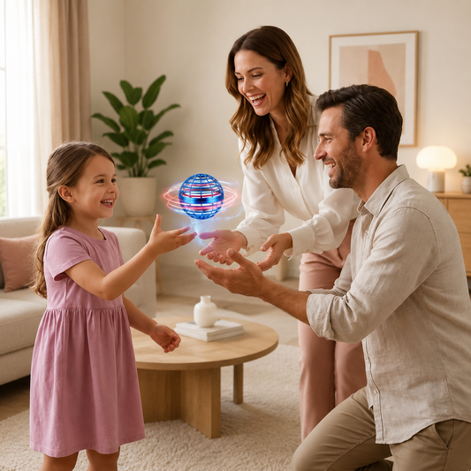 LED schwebe Ball mit Boomerang-Effekt – schwebender Spielball für drinnen und draußen